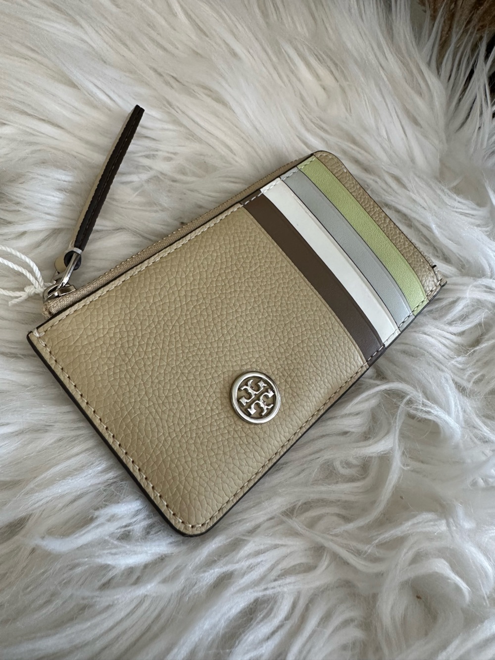 Tory Burch ROBINSON PEBBLED TOP-ZIP CARD CASE